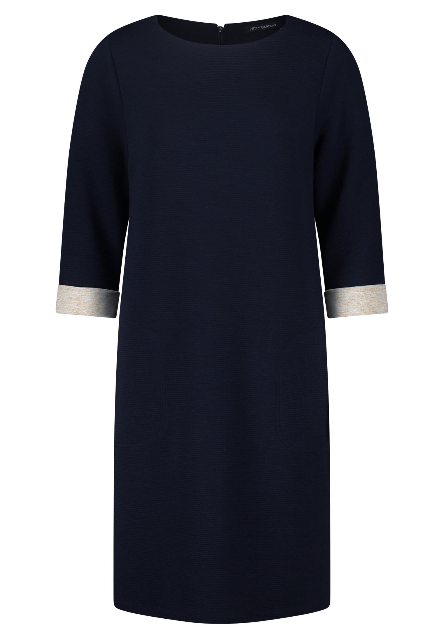 Mini Jerseykleid - 8878-Dark Blue/Beige - Blau