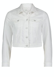 Kurze Jeansjacke - 1000-Bright White - Weiß