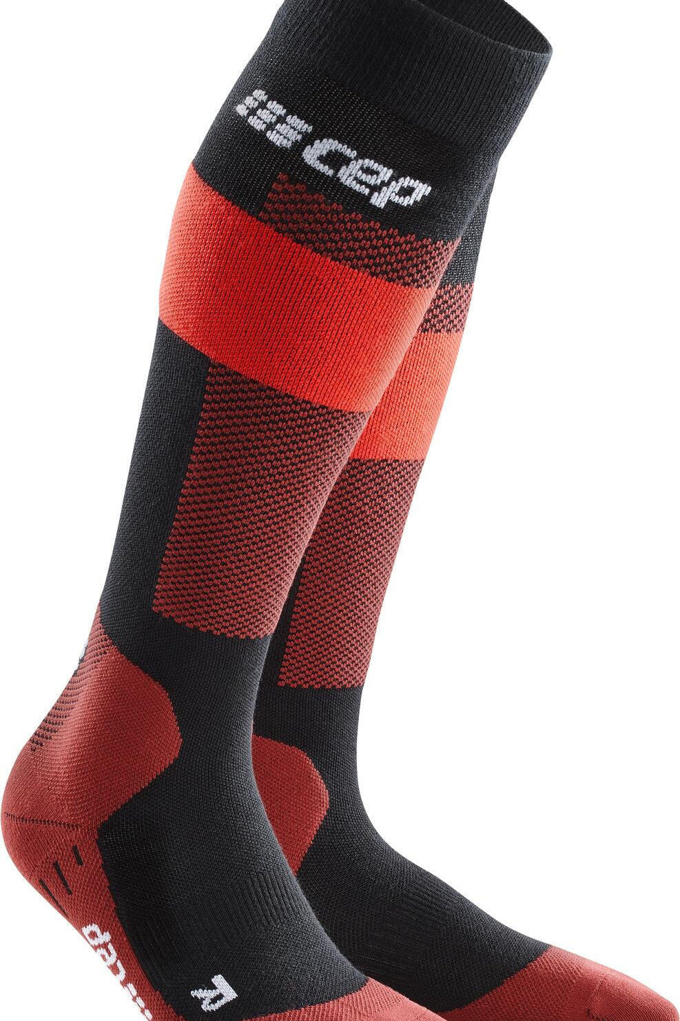 Merino Kompressionssocken Skiing - 341-red - Rot | Schwarz