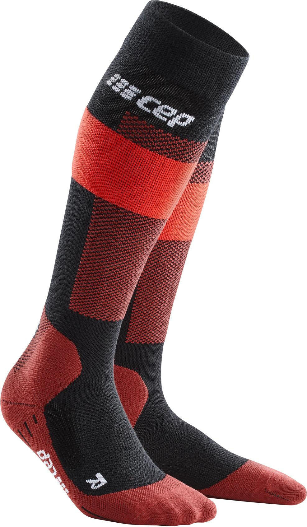 Merino Kompressionssocken Skiing - 341-red - Rot | Schwarz