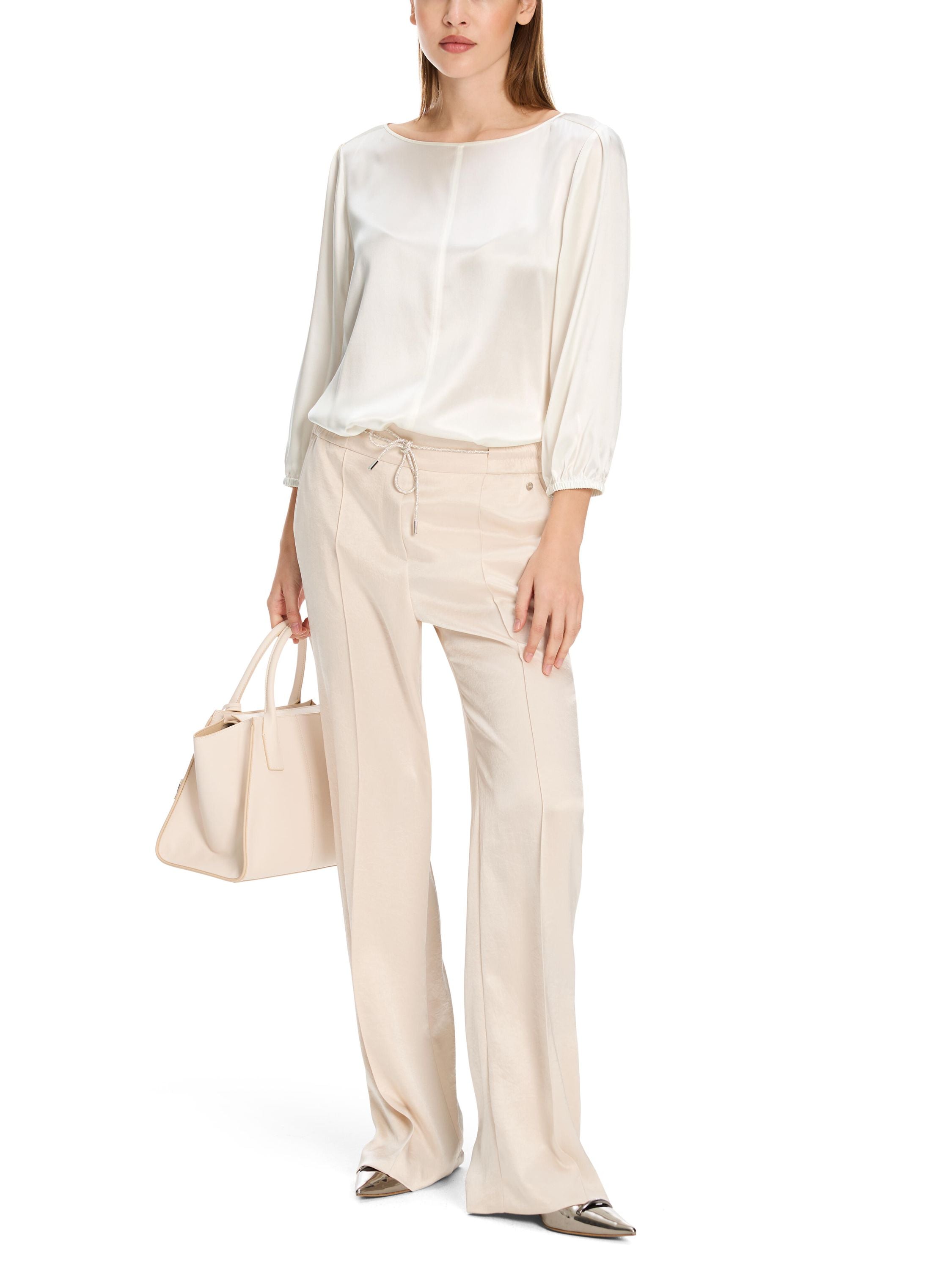 Bluse in Seide - 110 - Creme