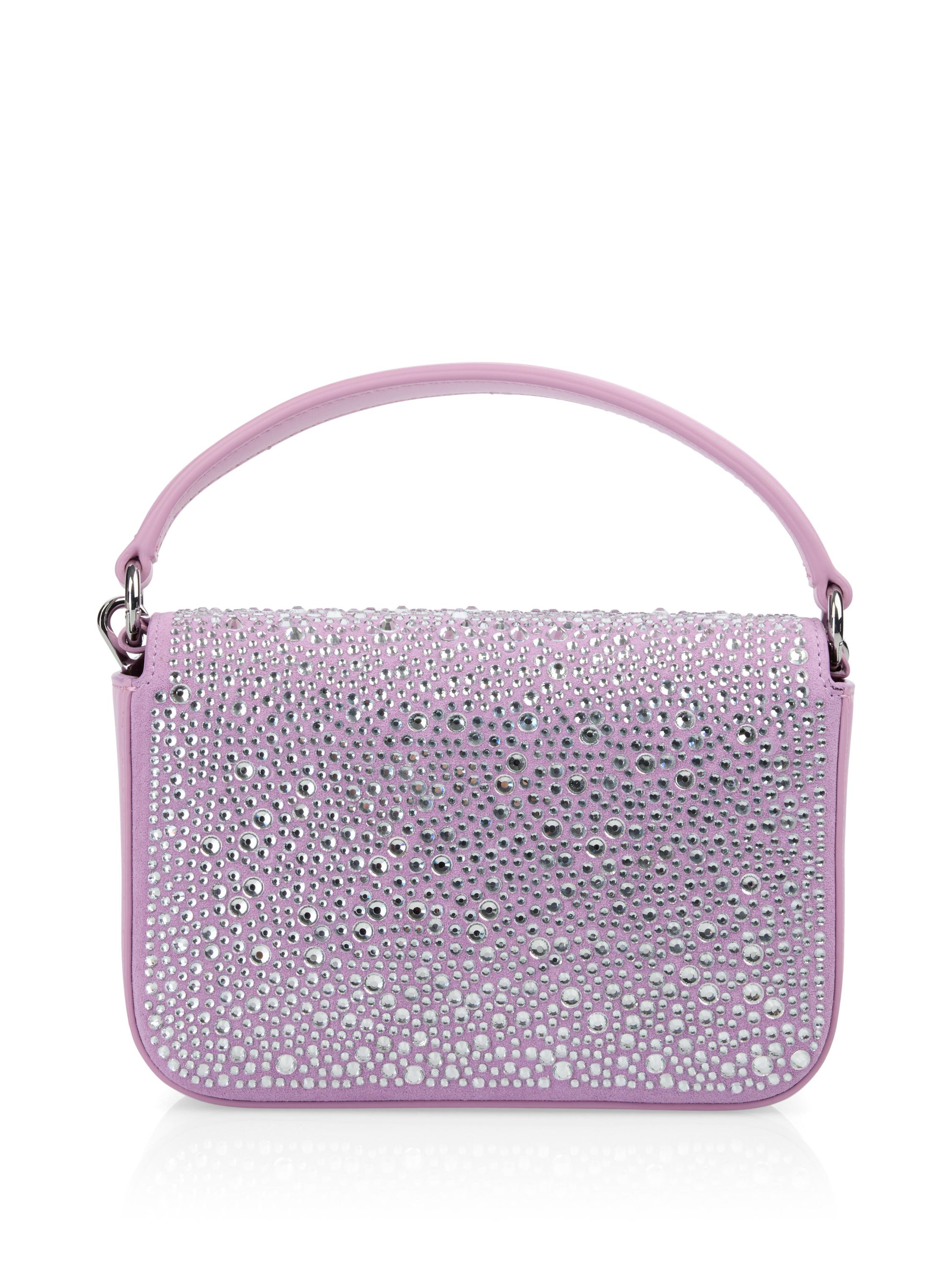 Schultertasche mit Glitzersteinen - 764 - Violett