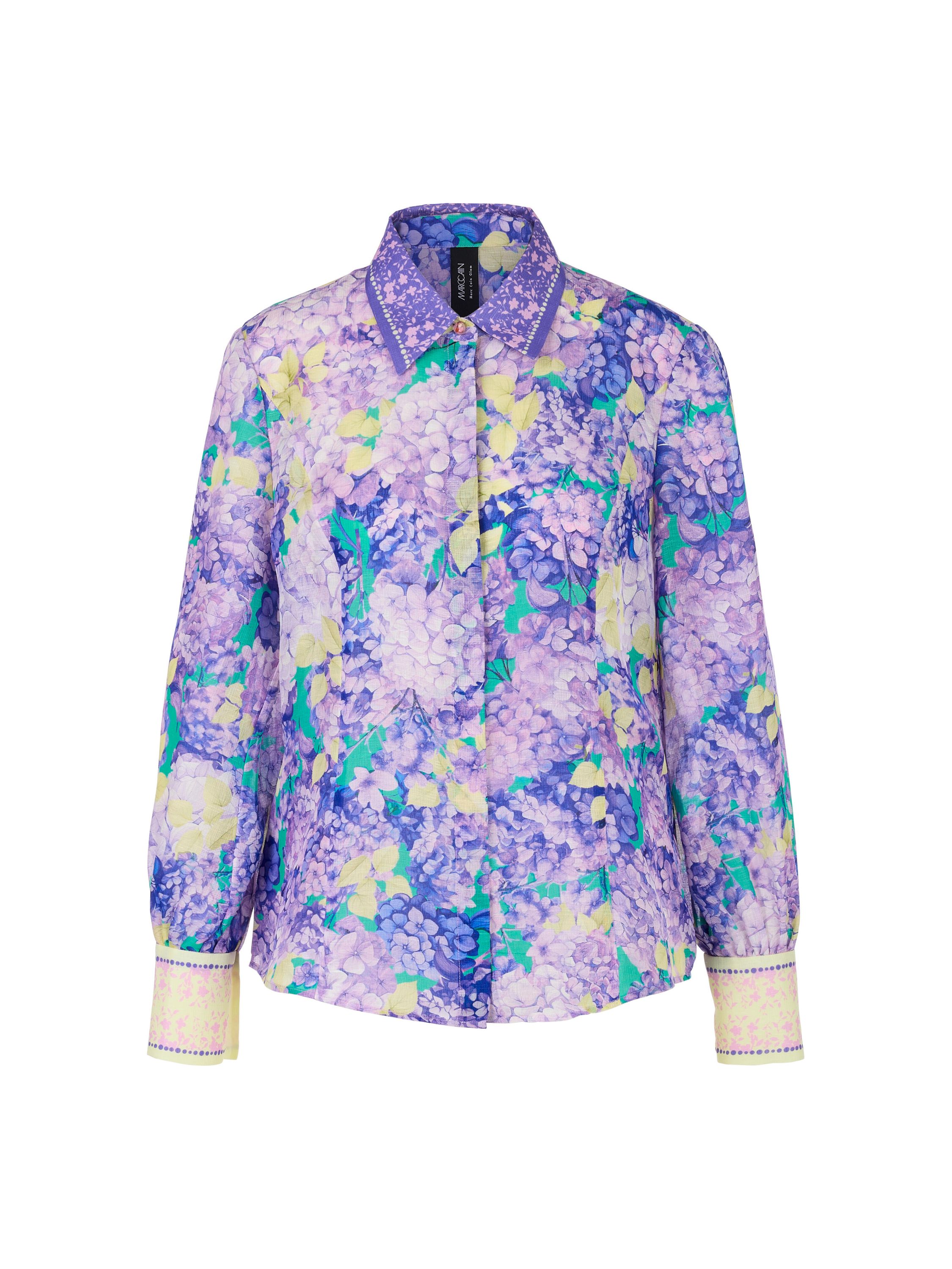 Leinenbluse floral - 764 - Violett