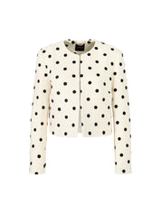 Bolero-Jacke mit Polka Dots - 190 - Weiß