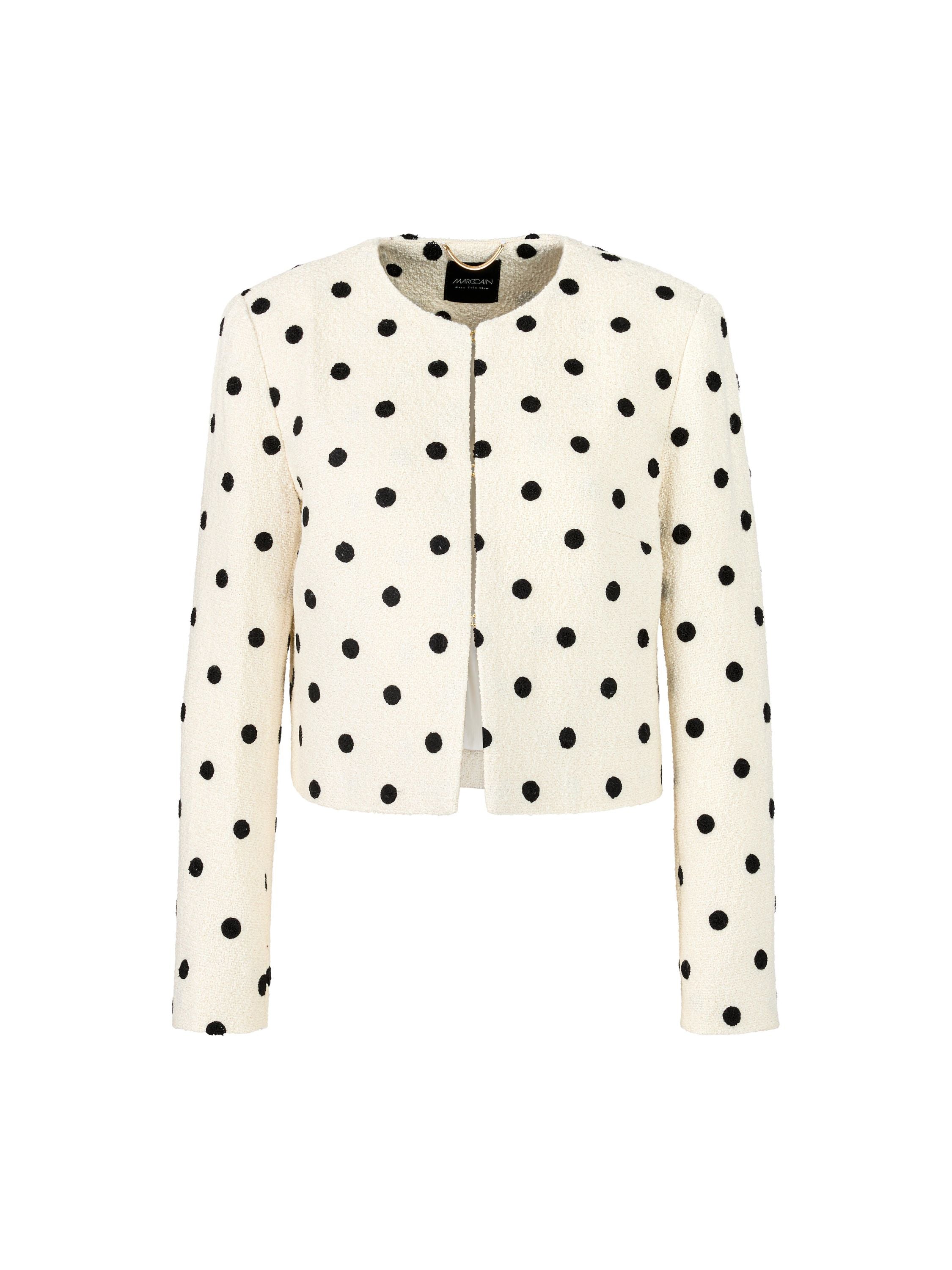 Bolero-Jacke mit Polka Dots - 190 - Weiß