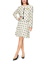 Bolero-Jacke mit Polka Dots - 190 - Weiß