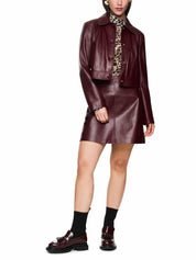 Lederjacke mit aufliegendem Kragen - 294 - Rot