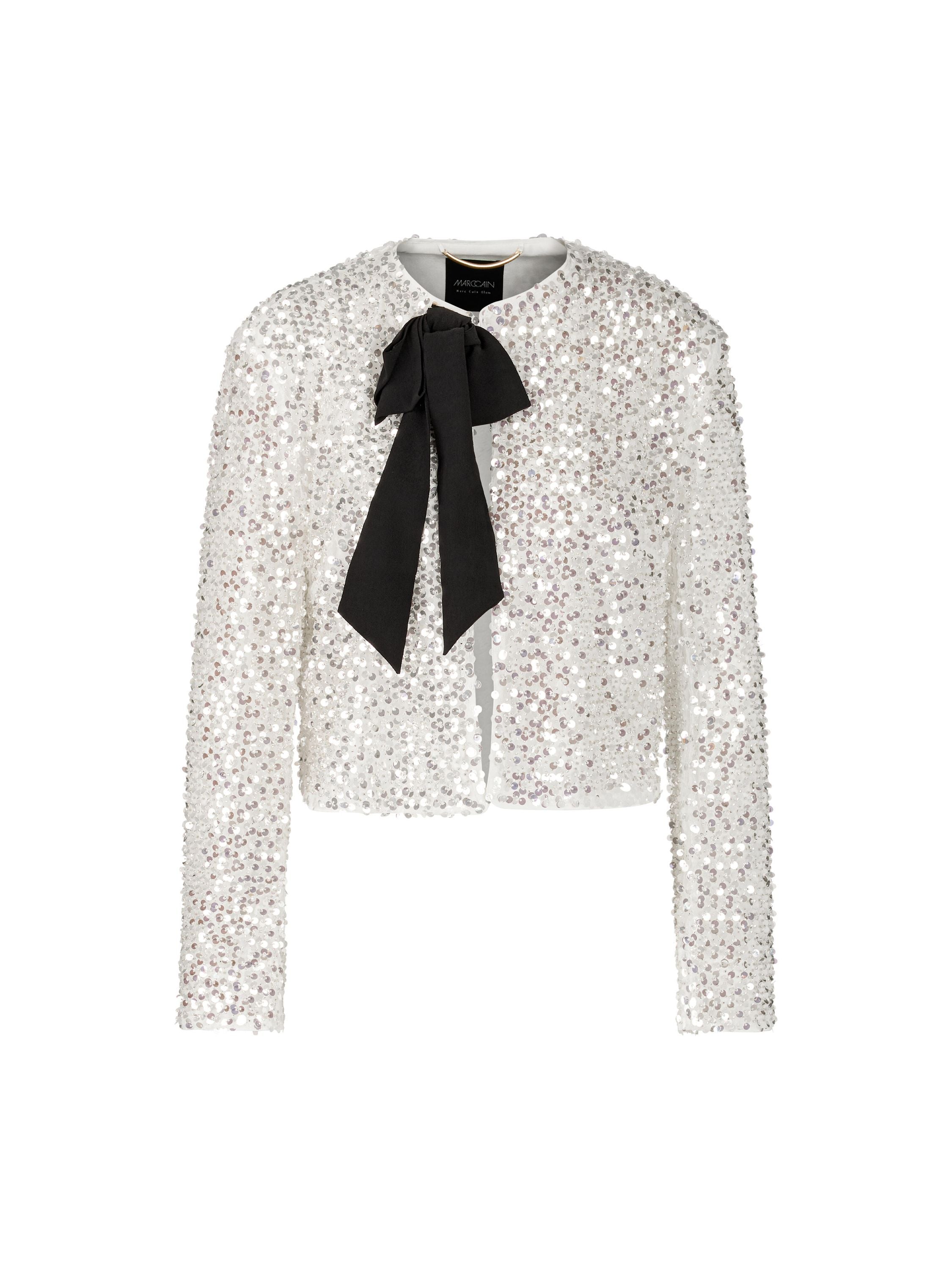 Bolero-Jacke mit Pailletten - 110 - Weiß