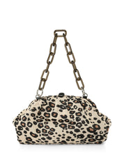 Schultertasche mit Leopardenmuster - 606 - Beige