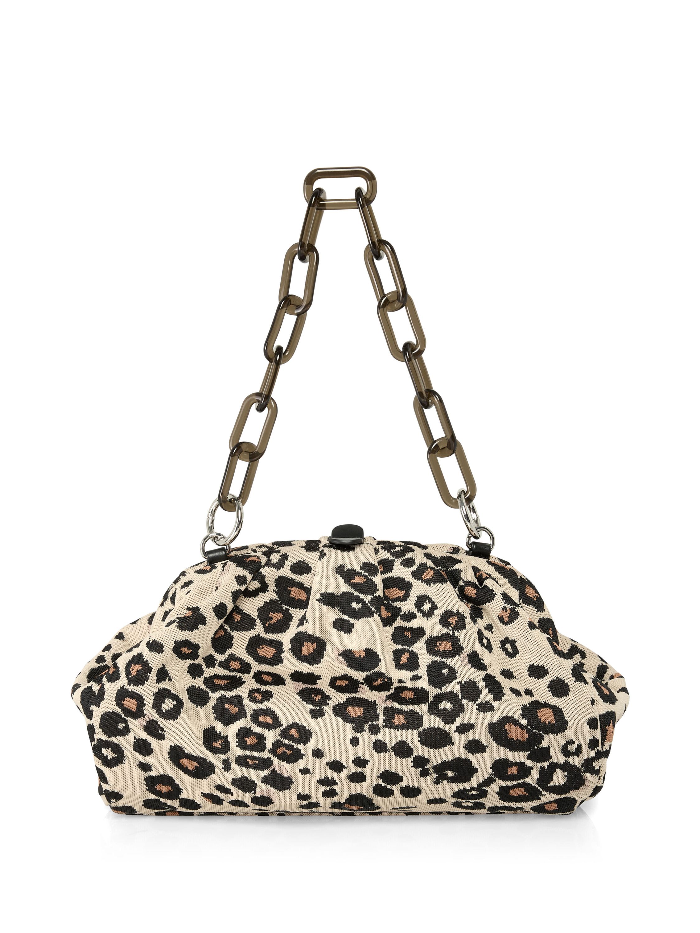 Schultertasche mit Leopardenmuster - 606 - Beige