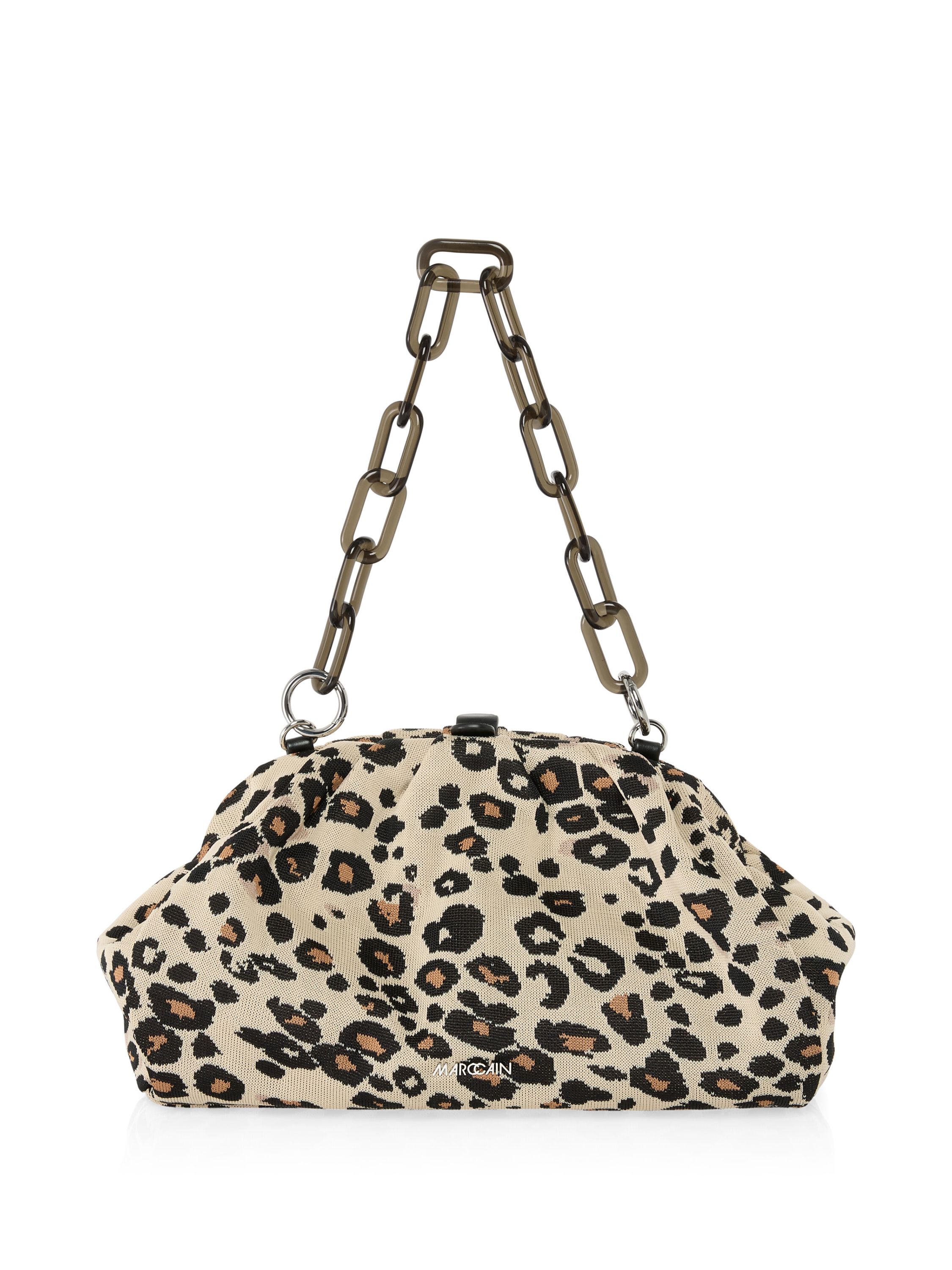 Schultertasche mit Leopardenmuster - 606 - Beige