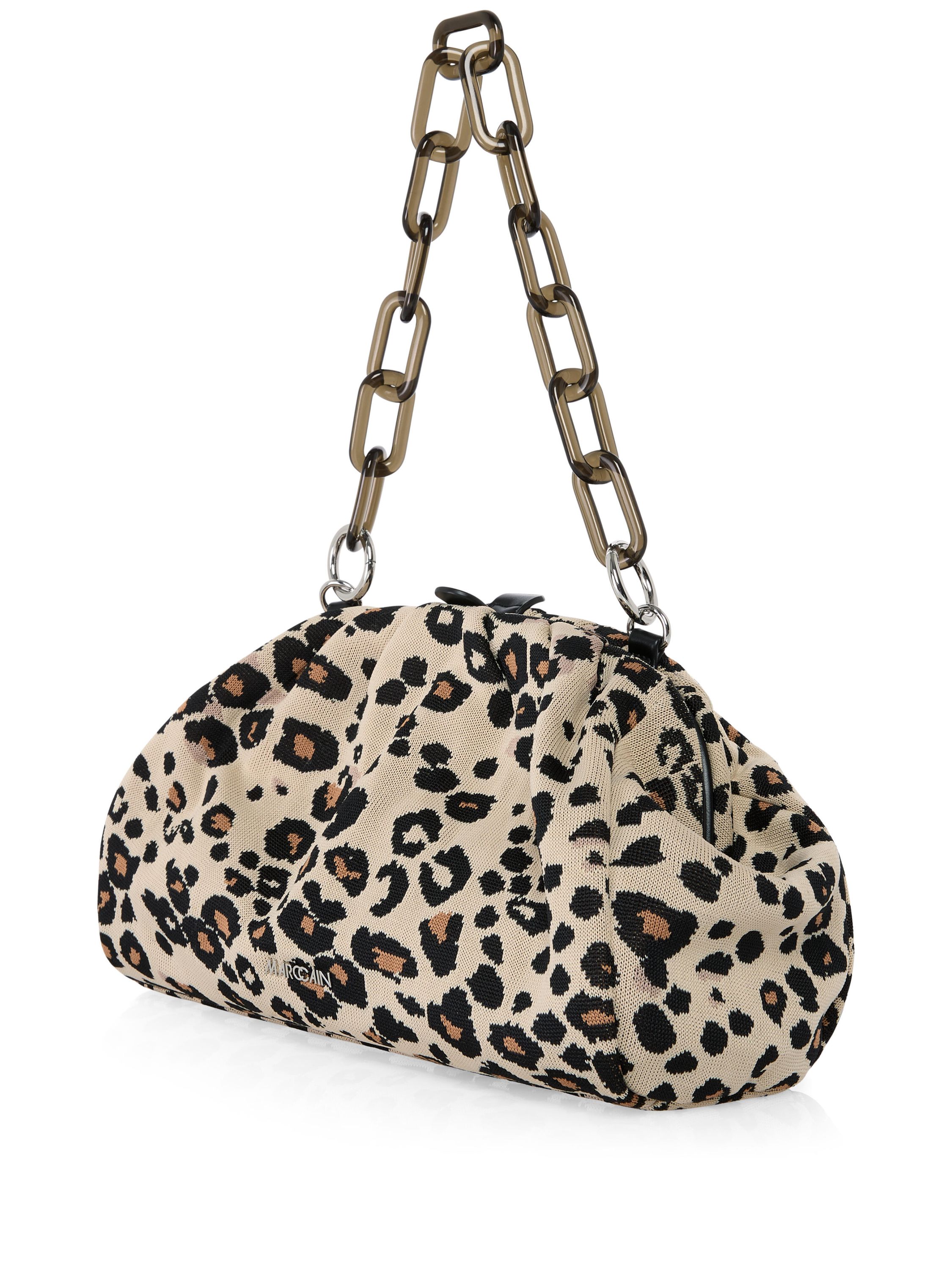 Schultertasche mit Leopardenmuster - 606 - Beige