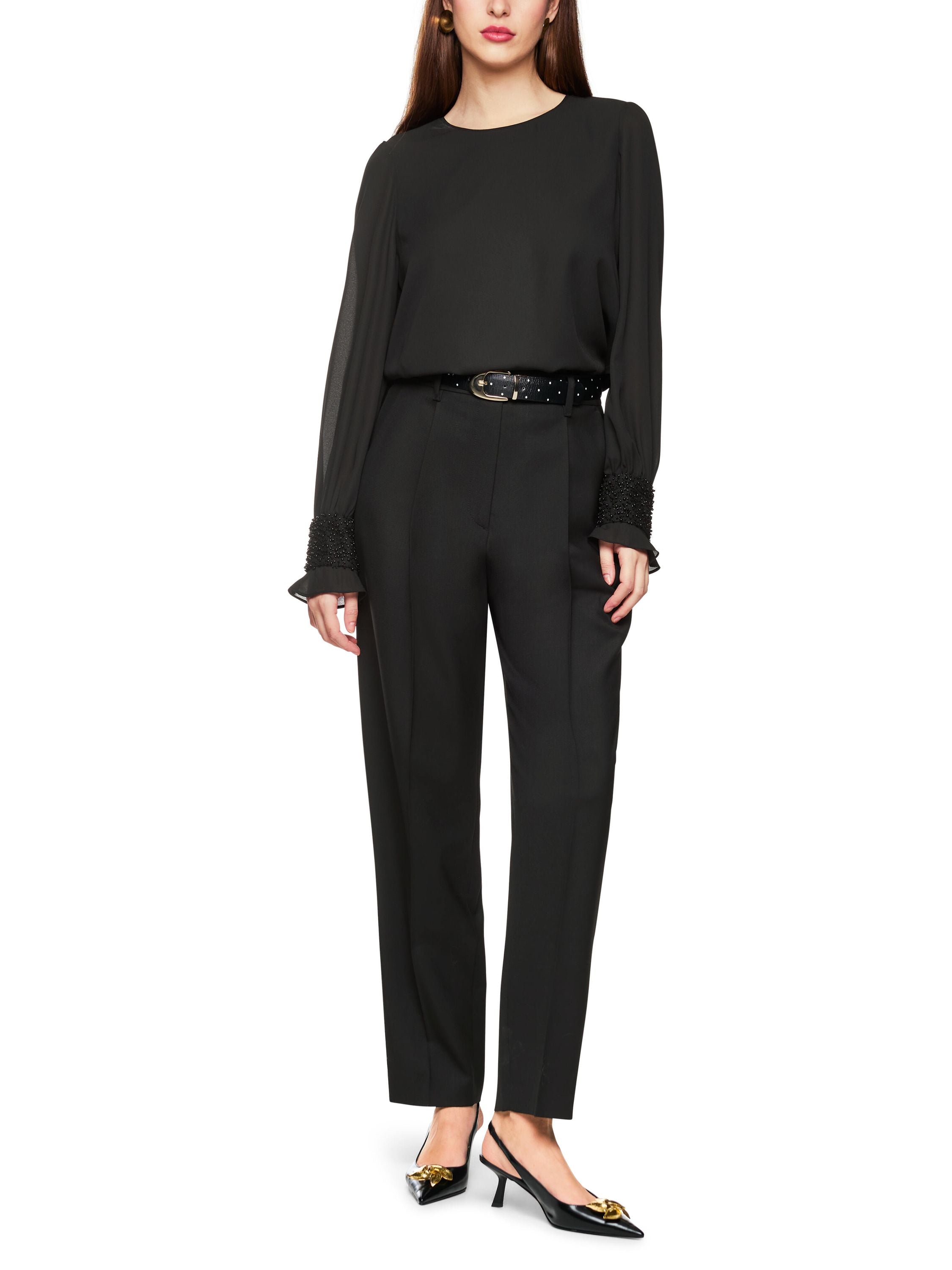 Bundfalten-Hose FAQUS Feminine Fit - 900 - Schwarz