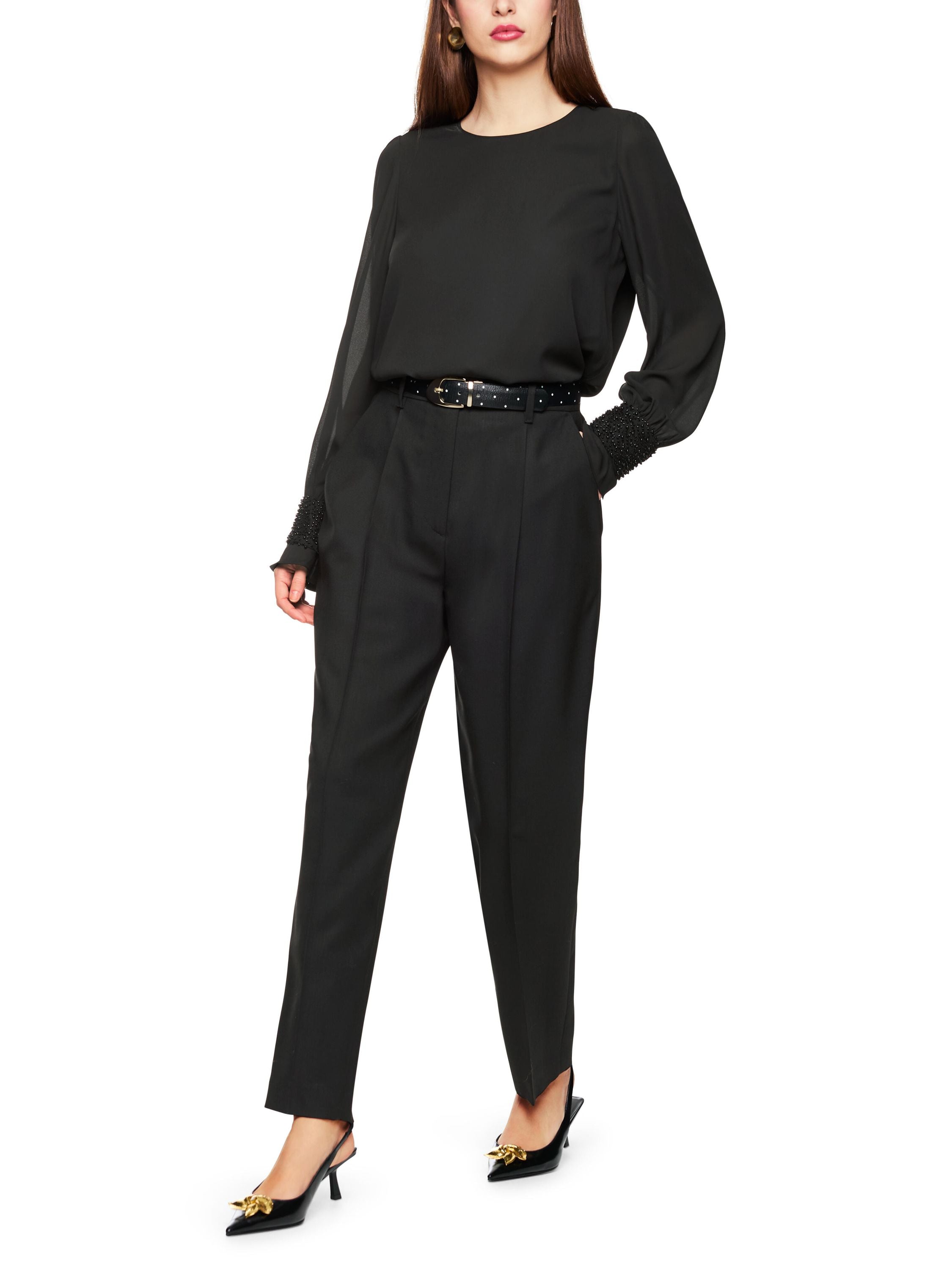 Bundfalten-Hose FAQUS Feminine Fit - 900 - Schwarz