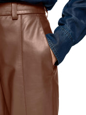 Lederhose WARRI Wide Leg - 639 - Braun