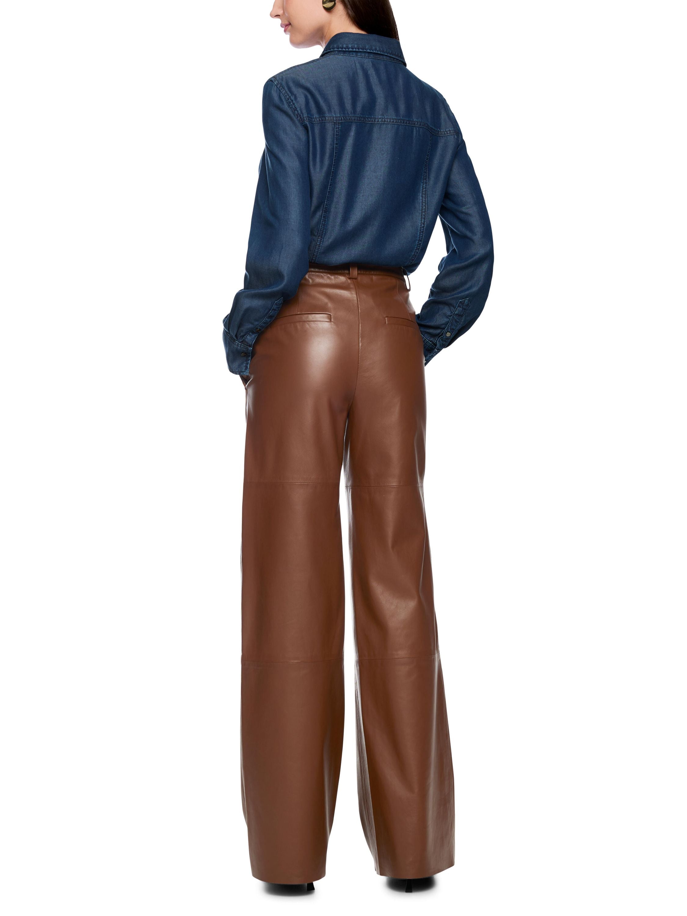 Lederhose WARRI Wide Leg - 639 - Braun