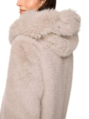 Mantel mit Kapuze aus FUN FUR - 646 - Beige
