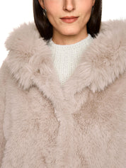 Mantel mit Kapuze aus FUN FUR - 646 - Beige