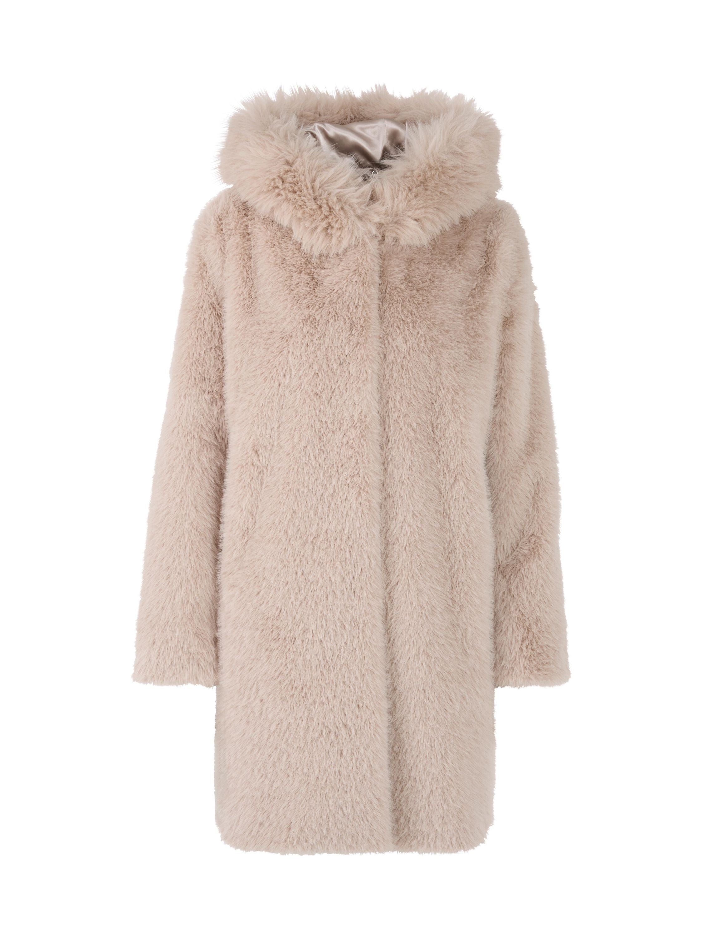 Mantel mit Kapuze aus FUN FUR - 646 - Beige