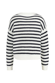 Strickcardigan gestreift aus Bio-Baumwolle - 218 - Creme