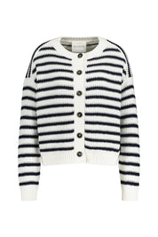 Strickcardigan gestreift aus Bio-Baumwolle - 218 - Creme