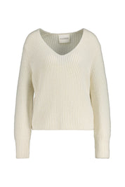Strickpullover mit V-Ausschnitt - 218 - Creme