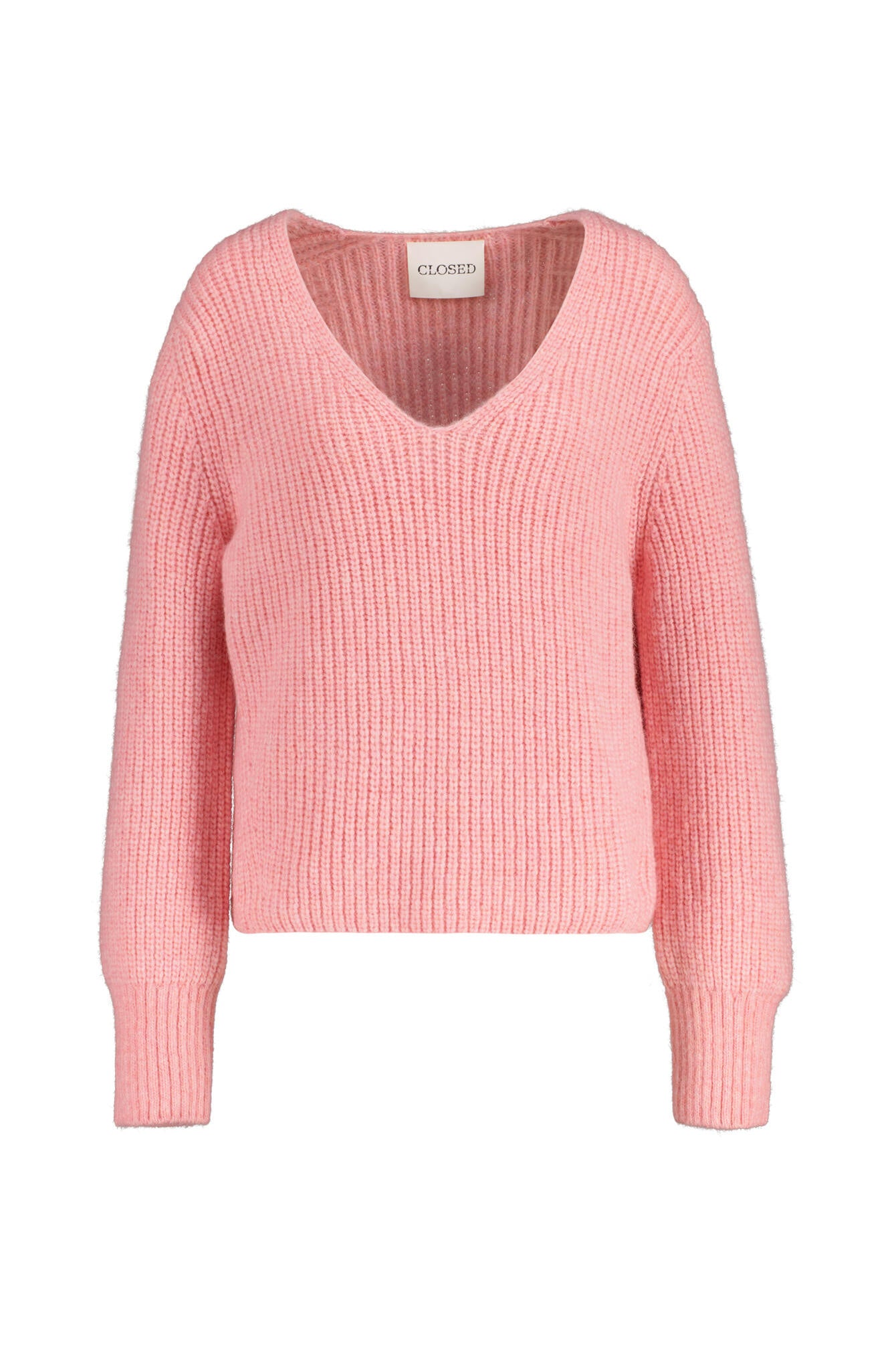 Strickpullover mit V-Ausschnitt - 845 - Pink