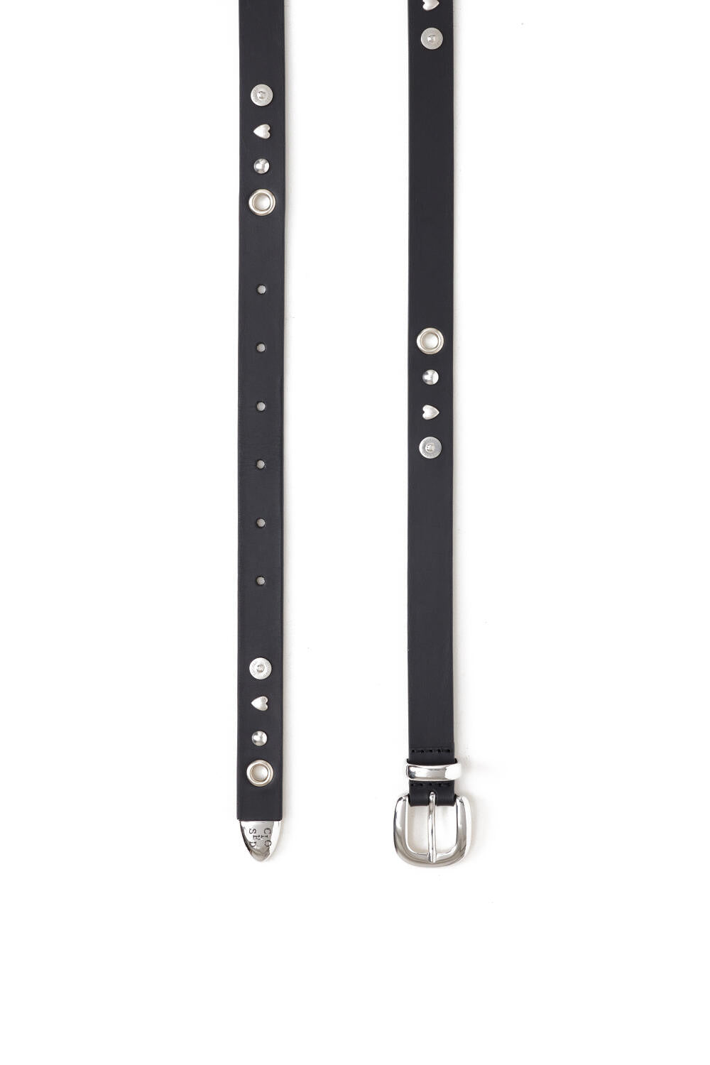 Ledergürtel mit Nieten - 100 - Schwarz