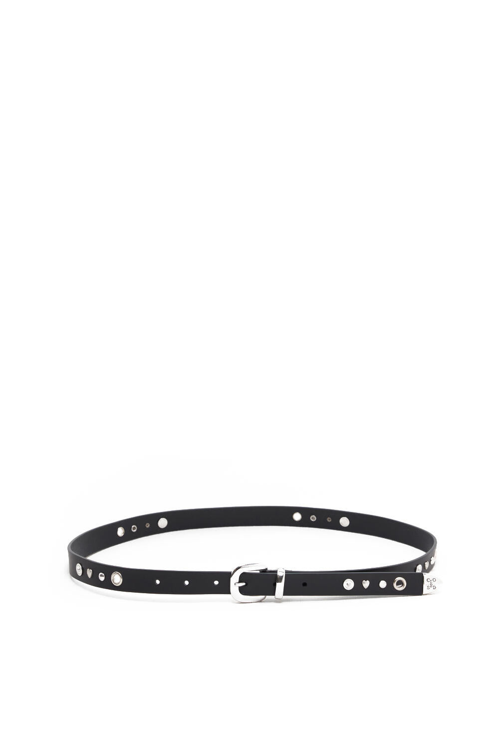 Ledergürtel mit Nieten - 100 - Schwarz