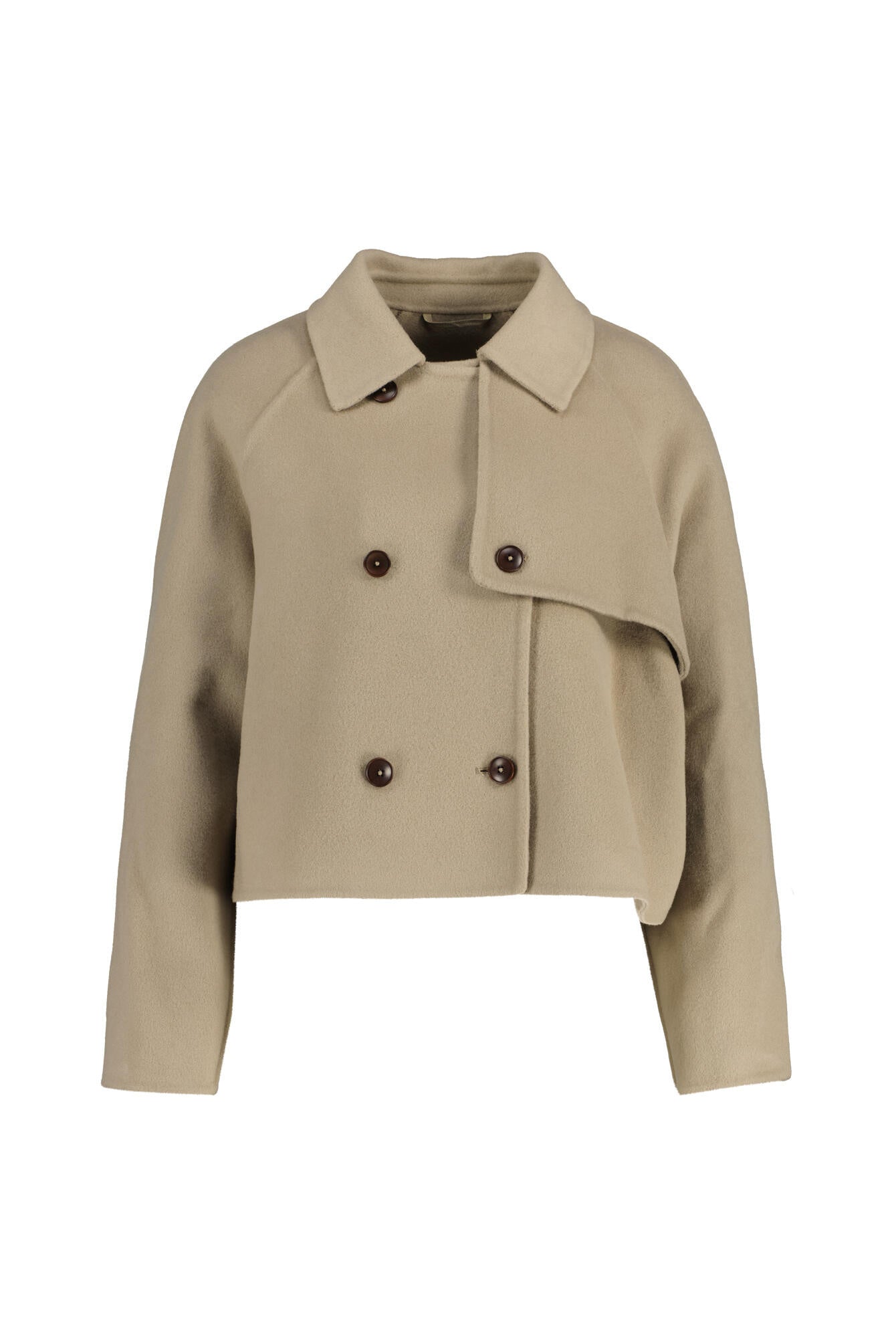 Trenchcoat cropped aus Schurwollmix - 911 - Beige