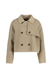 Trenchcoat cropped aus Schurwollmix - 911 - Beige