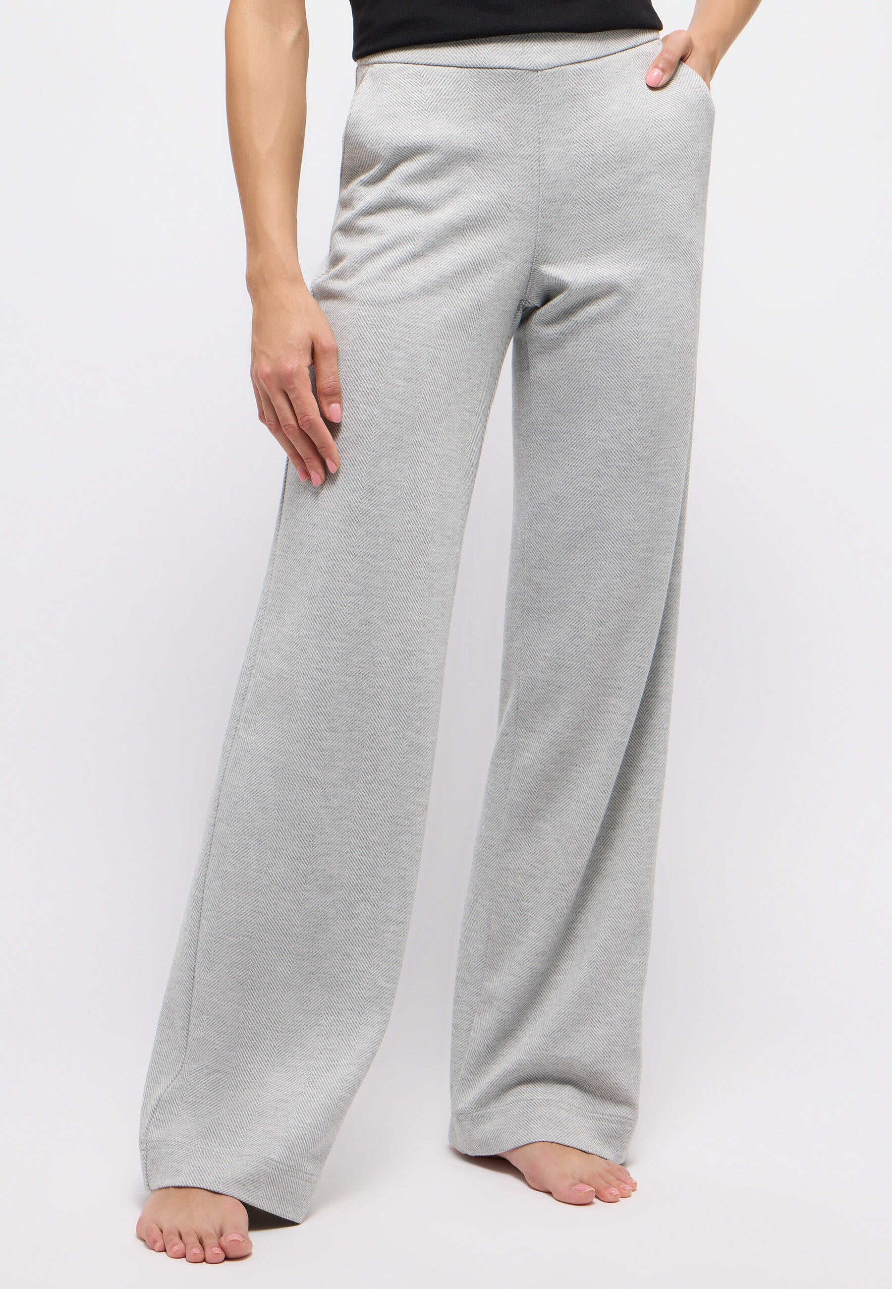 Wide Leg Hose - 1639-pebble grey - Grau