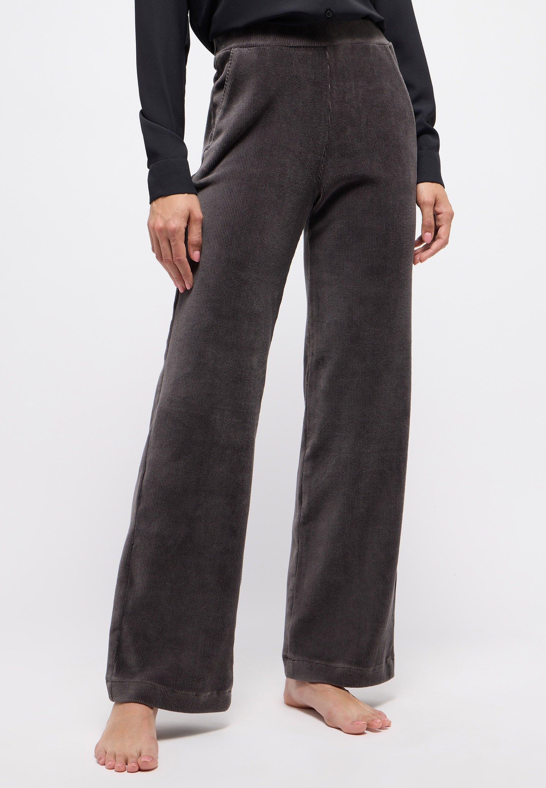 Cordhose Wide Leg - 104-graphit grey - Grau