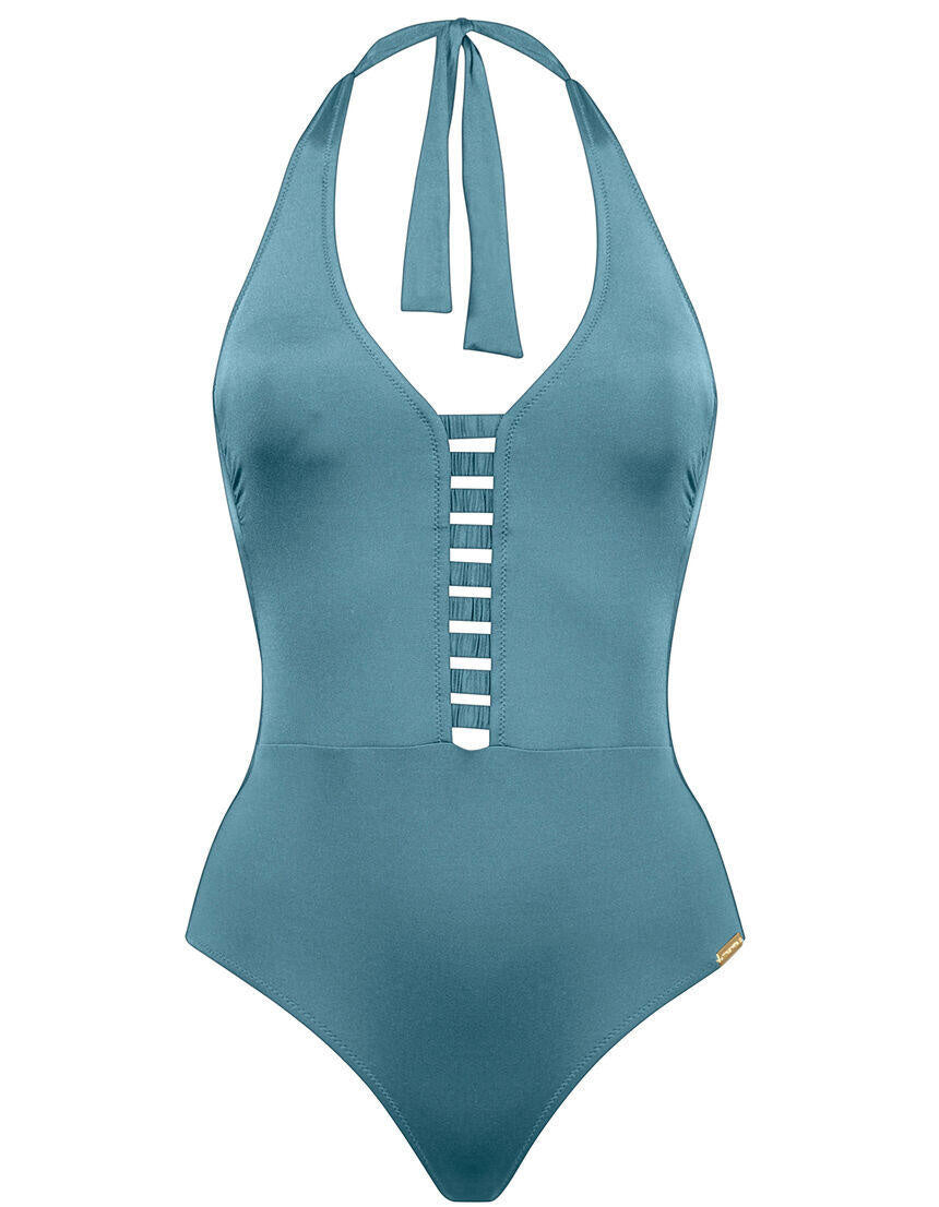 Halter Swimsuit - 352-RETRO BLUE - Blau