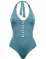 Halter Swimsuit - 352-RETRO BLUE - Blau