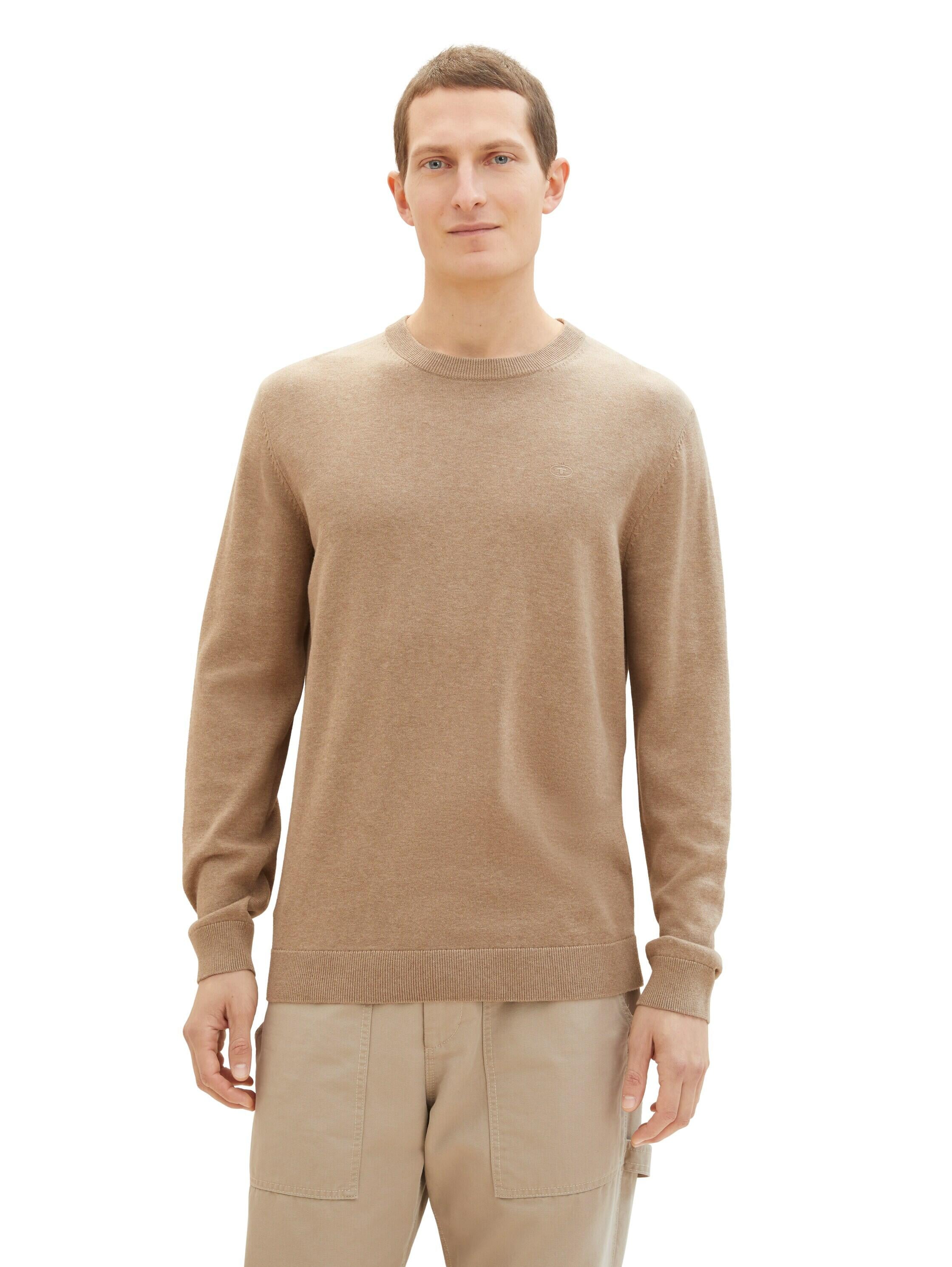 Strickpullover aus Baumwolle - 31089-hazel brown melange - Beige