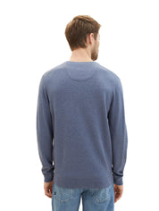 Strickpullover mit V-Ausschnitt - 18964-vintage indigo blue mela - Blau