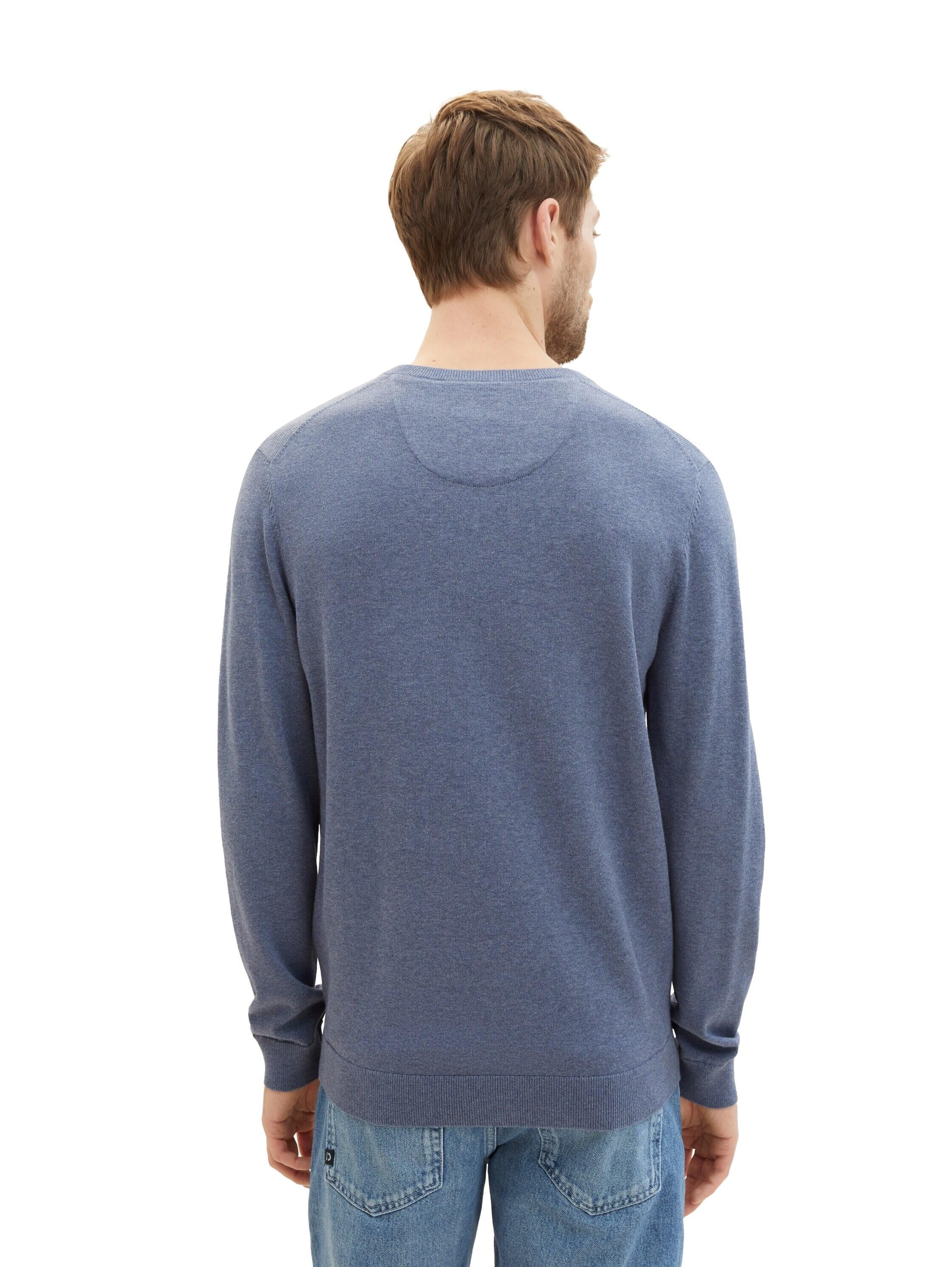 Strickpullover mit V-Ausschnitt - 18964-vintage indigo blue mela - Blau