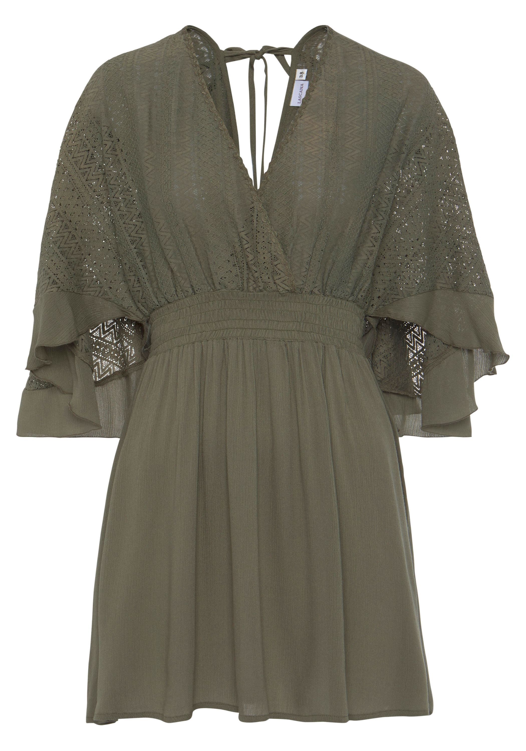 Strandkleid Mini aus Viskose - 686-khaki - Khaki
