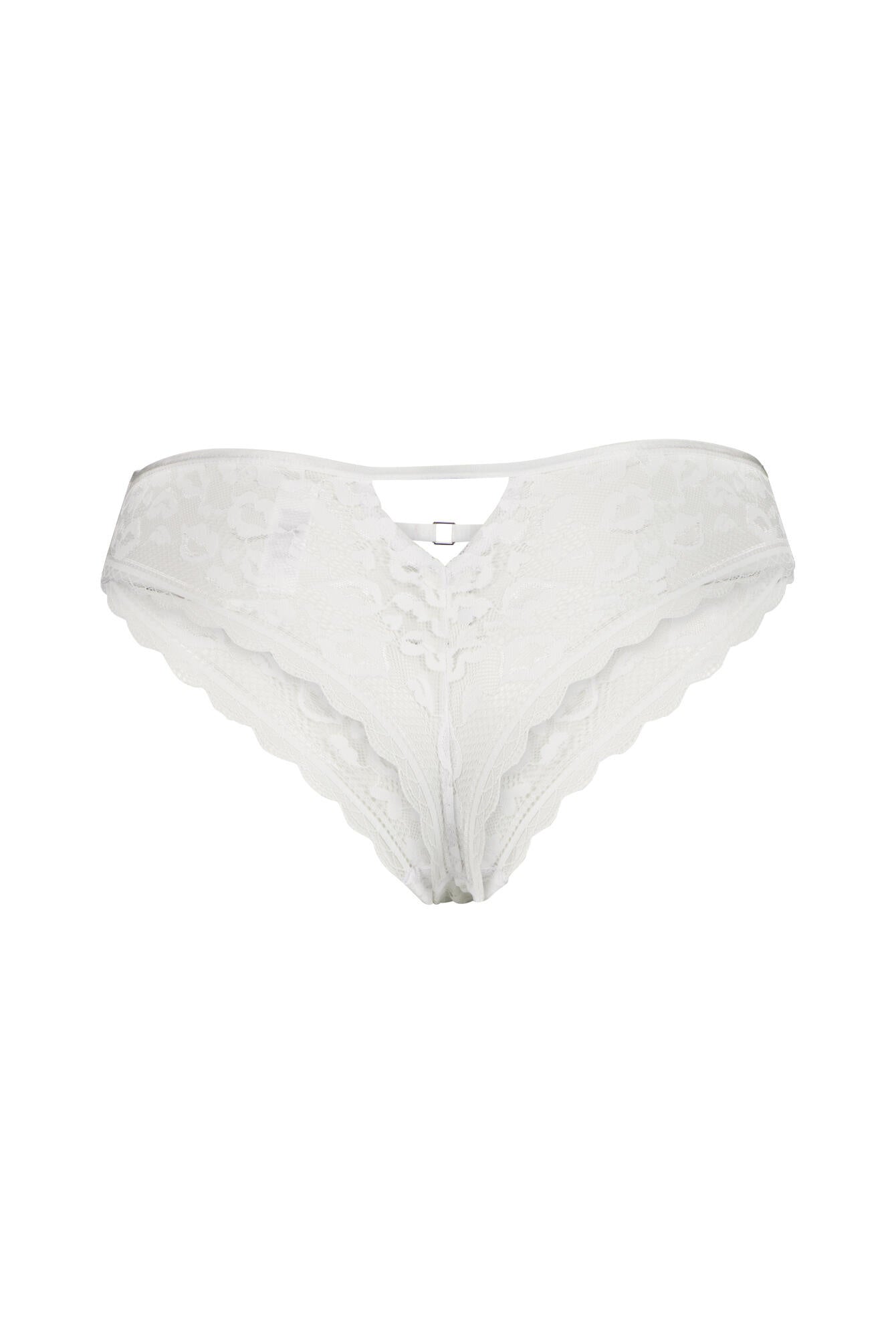 String mit Spitze - 4224-white - Weiß