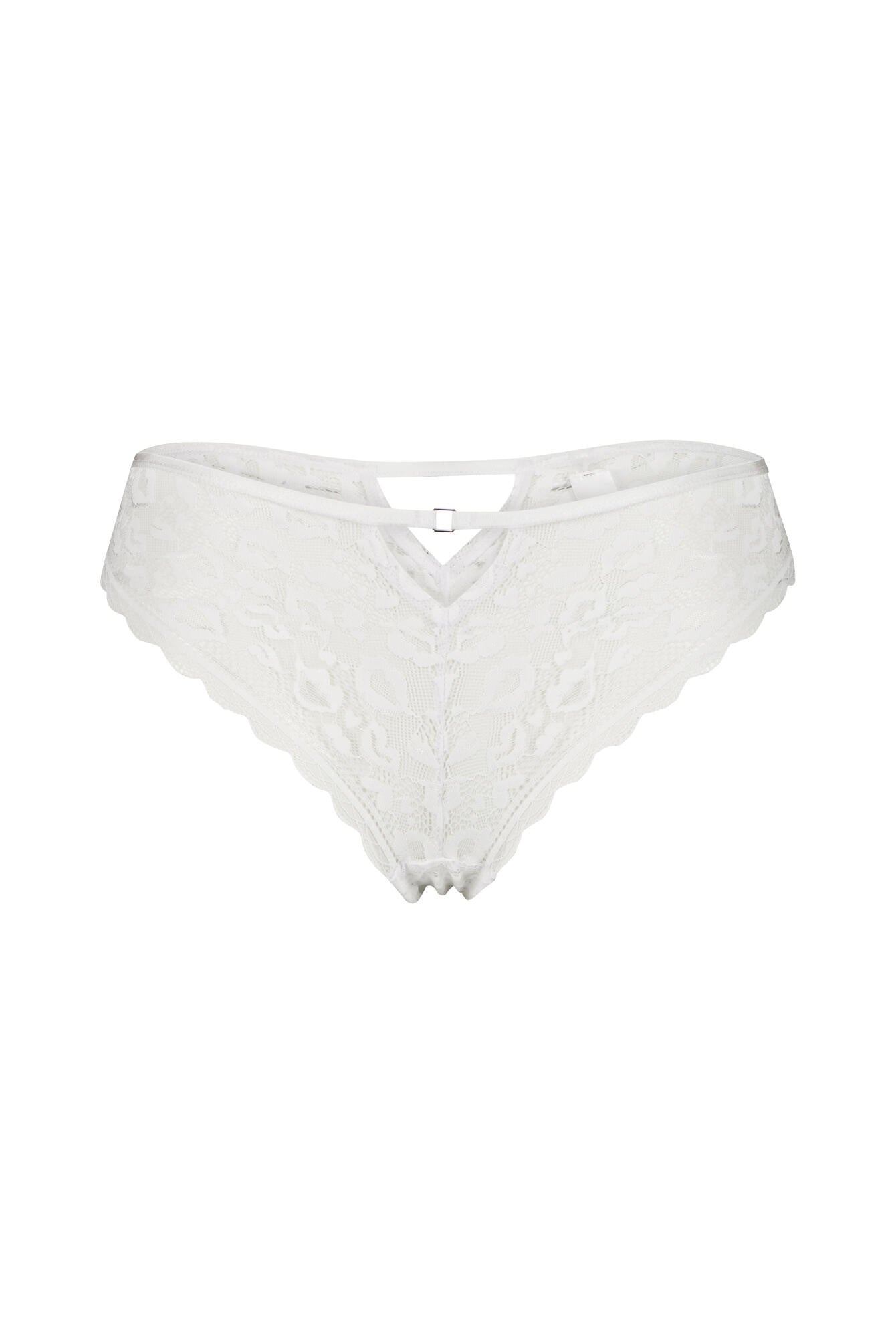 String mit Spitze - 4224-white - Weiß