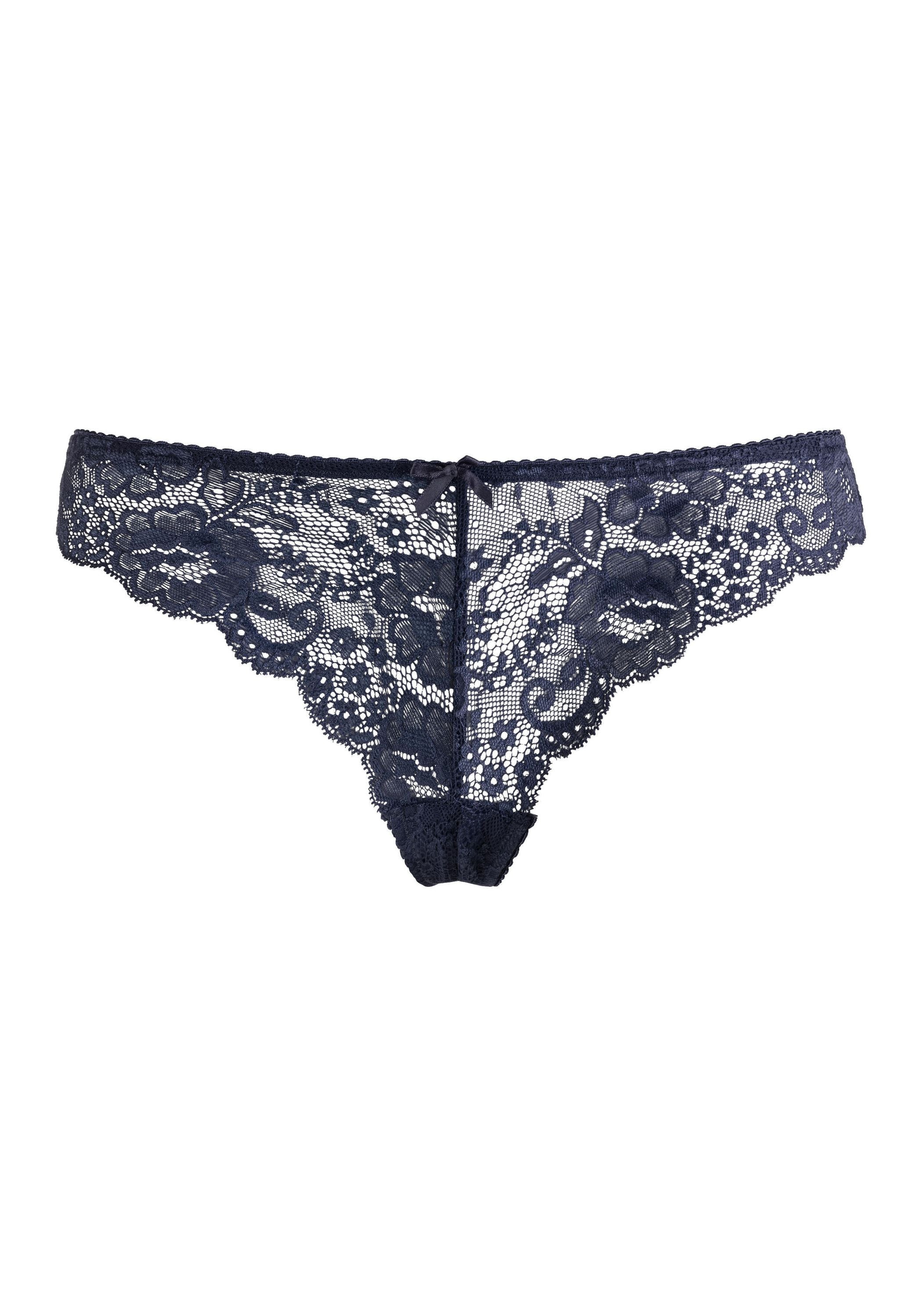 Tanga mit Spitze - 25783-black iris - Blau