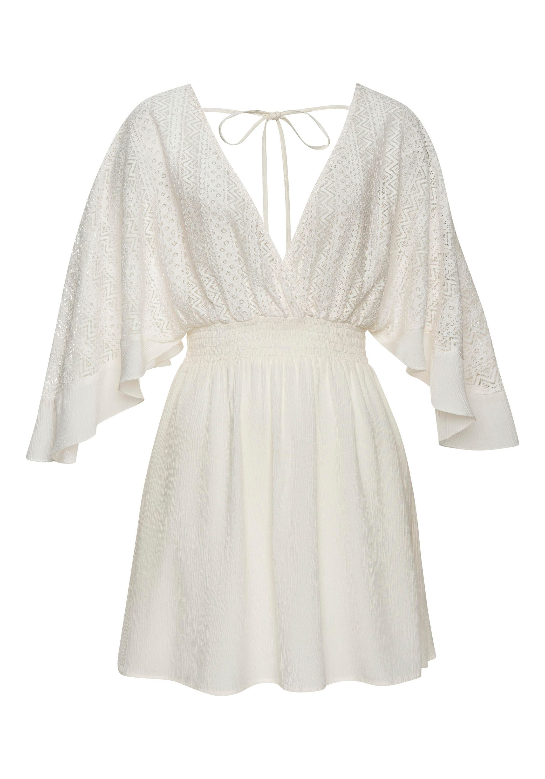 Strandkleid Mini aus Viskose - 939-offwhite - Weiß