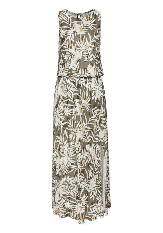Strandkleid Maxi aus Viskose - 23810-grün-creme - Grün