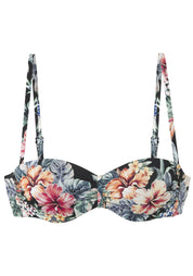 Bikini-Top floral mit Bügel - 863-black print - Schwarz