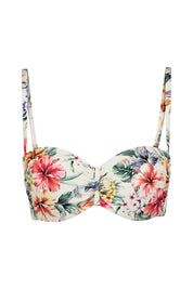 Bikini-Top floral mit Bügel - 9079-creme print - Creme