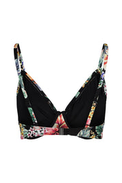 Bikini-Top floral mit Bügel - 863-black print - Schwarz