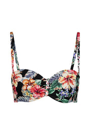 Bikini-Top floral mit Bügel - 863-black print - Schwarz