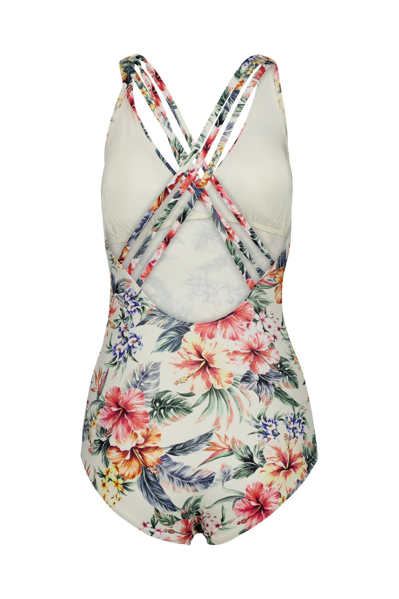 Badeanzug floral - 9079-creme print - Weiß