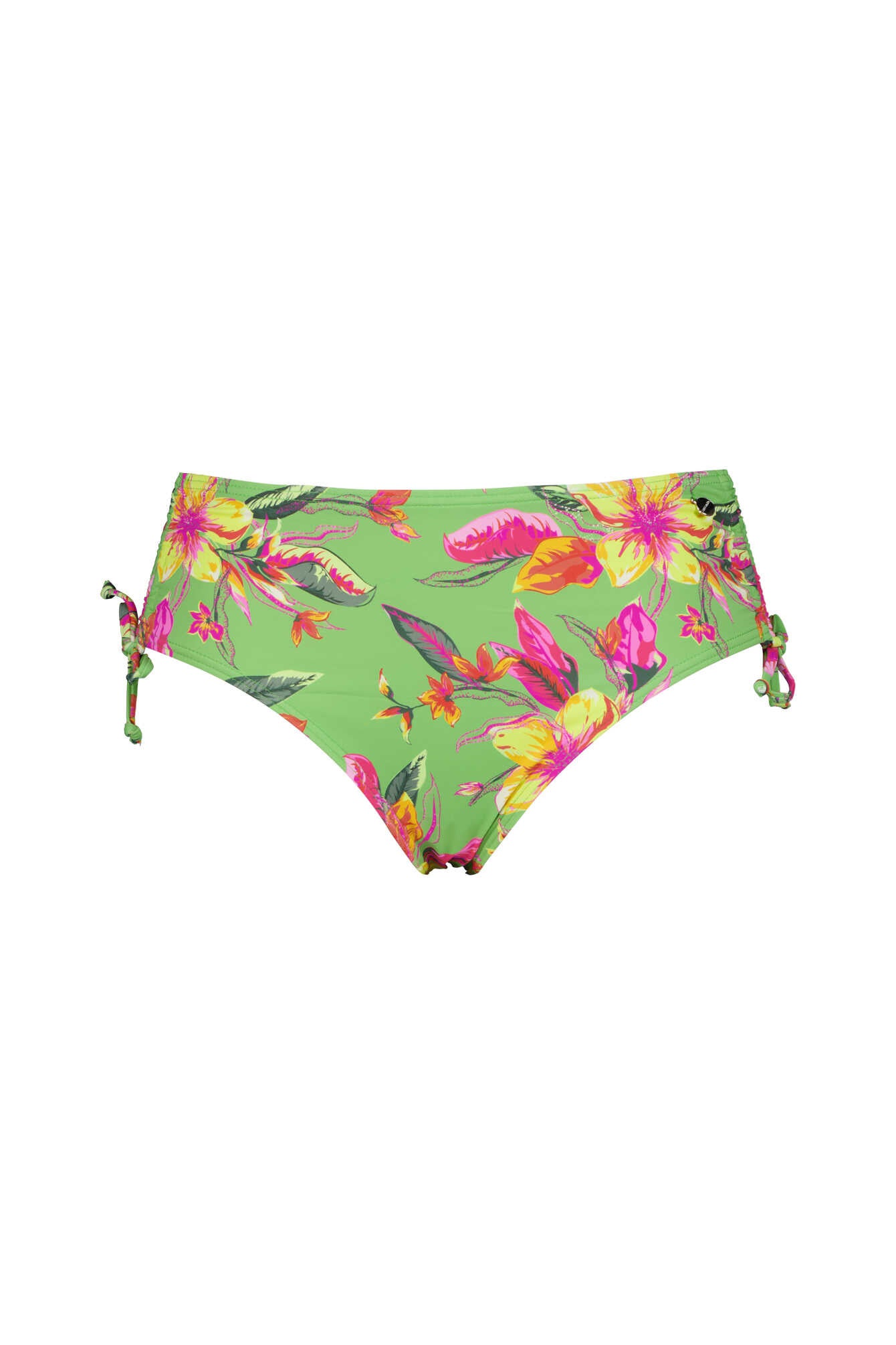 Bikini-Slip floral mit Raffung - 8795-green print - Grün